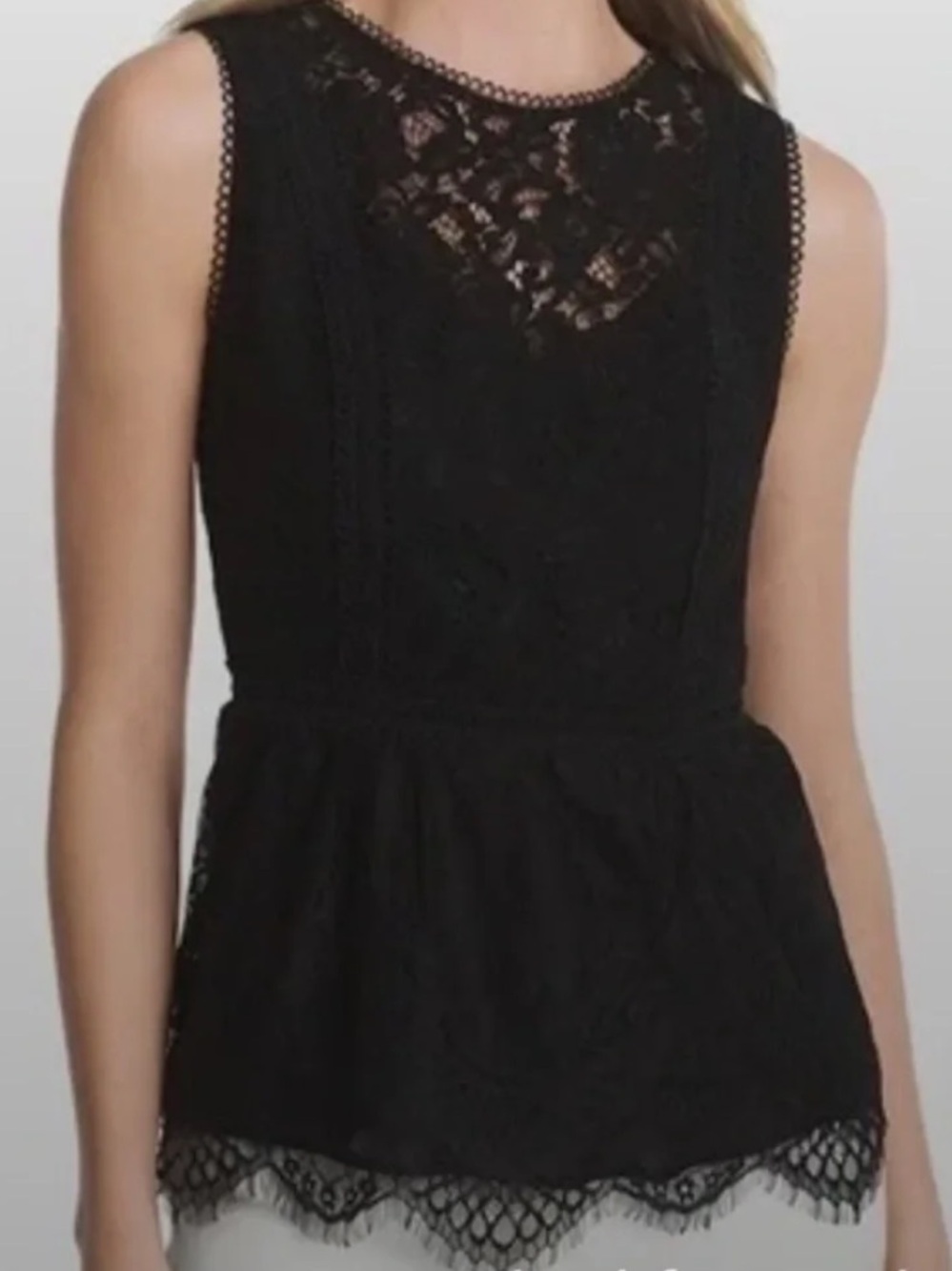 White House Black Market Black Lace Peplum Top
